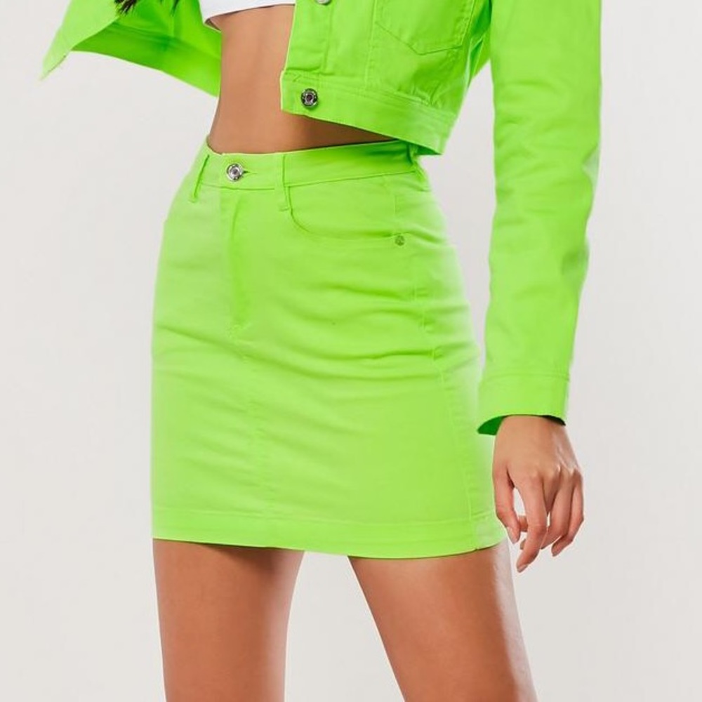 Missguided Tall Neon Green Denim Skirt